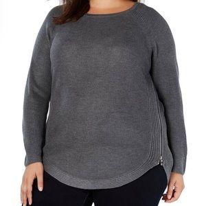 I.N.C Waffle Side Zipper Sweater